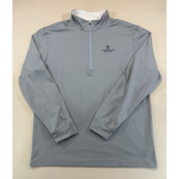 Straight Down Men’s Large Cowboys Golf Club 1/4 Zip Pullover Blue Gray Stretch - Picture 2 of 10